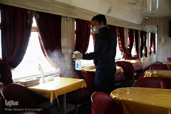 ضدعفونی کردن ایستگاه راه آهن قم