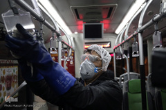 عملیات ضد عفونی کردن ناوگان حمل و نقل عمومی در تهران