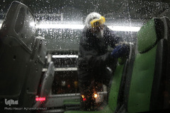 عملیات ضد عفونی کردن ناوگان حمل و نقل عمومی در تهران