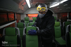 عملیات ضد عفونی کردن ناوگان حمل و نقل عمومی در تهران