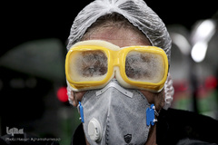 عملیات ضد عفونی کردن ناوگان حمل و نقل عمومی در تهران