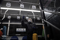 عملیات ضد عفونی کردن ناوگان حمل و نقل عمومی در تهران