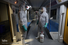 عملیات ضد عفونی کردن ناوگان حمل و نقل عمومی در تهران