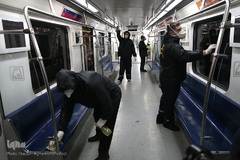 عملیات ضد عفونی کردن ناوگان حمل و نقل عمومی در تهران