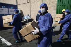 مراسم افتتاحیه خط تولید ماسک و مواد ضدعفونی کننده ستاد اجرایی فرمان امام(ره)