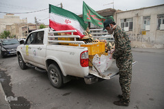 ضد عفونی معابر قم توسط نیرو های حشد الشعبی