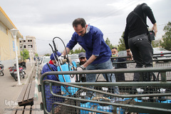 ضد عفونی معابر قم توسط نیرو های حشد الشعبی