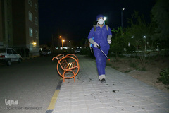 ضد عفونی معابر قم توسط نیرو های حشد الشعبی