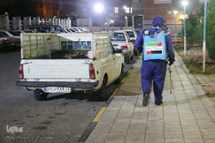 ضد عفونی معابر قم توسط نیرو های حشد الشعبی