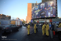 رزمایش پدافند زیستی بسیج ادارات و وزارت خانه های سپاه محمدرسول الله تهران بزرگ در میدان حضرت ولی عصر(عج)