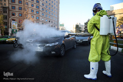 رزمایش پدافند زیستی بسیج ادارات و وزارت خانه های سپاه محمدرسول الله تهران بزرگ در میدان حضرت ولی عصر(عج)