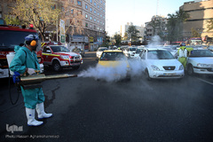 رزمایش پدافند زیستی بسیج ادارات و وزارت خانه های سپاه محمدرسول الله تهران بزرگ در میدان حضرت ولی عصر(عج)