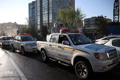 رزمایش پدافند زیستی بسیج ادارات و وزارت خانه های سپاه محمدرسول الله تهران بزرگ در میدان حضرت ولی عصر(عج)