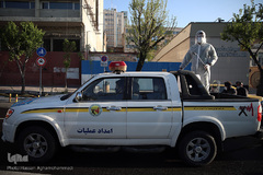 رزمایش پدافند زیستی بسیج ادارات و وزارت خانه های سپاه محمدرسول الله تهران بزرگ در میدان حضرت ولی عصر(عج)