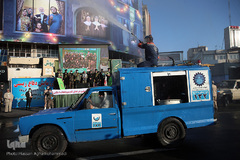 رزمایش پدافند زیستی بسیج ادارات و وزارت خانه های سپاه محمدرسول الله تهران بزرگ در میدان حضرت ولی عصر(عج)