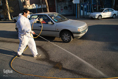 استمرار گندزدایی معابر عمومی اهر تا ریشه کنی کامل کرونا