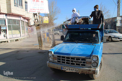 استمرار گندزدایی معابر عمومی اهر تا ریشه کنی کامل کرونا