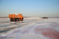 برداشت نمک از دریاچه «حوض سلطان» قم