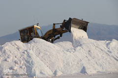 برداشت نمک از دریاچه «حوض سلطان» قم