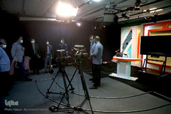 بازدید مرتضی فاضلی، رییس مرکز آموزش فضای مجازی نهاد نمایندگی مقام معظم رهبری در دانشگاه ها از استودیو مبین