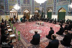 مراسم وداع با پیکر شهید محسن فخری‌زاده در حرم مطهر رضوی