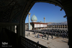 مراسم تشییع پیکر سردار شهید عبدالرسول استوار از فرماندهان ارشد و اسبق قرارگاه قدس در حرم مطهر شاهچراغ(ع) شیراز