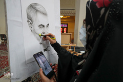 بداهه نگاری مشق سلیمانی در حرم شاهچراغ(ع)