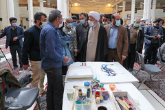 بداهه نگاری مشق سلیمانی در حرم شاهچراغ(ع)