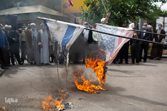 اهتزاز پرچم فلسطین در قزوین