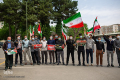 اهتزاز پرچم فلسطین در قزوین