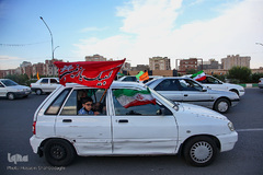 راهپیمایی خودرویی مردم شهر مقدس قم در  حمایت از مردم مظلوم فلسطین