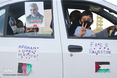 راهپیمایی خودرویی مردم شهر مقدس قم در  حمایت از مردم مظلوم فلسطین