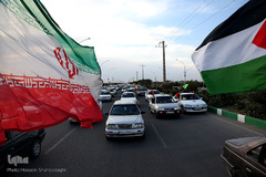 راهپیمایی خودرویی مردم شهر مقدس قم در  حمایت از مردم مظلوم فلسطین