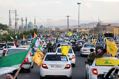 راهپیمایی خودرویی مردم شهر مقدس قم در  حمایت از مردم مظلوم فلسطین