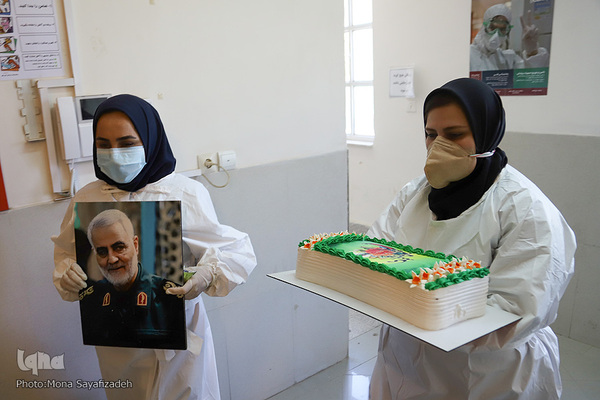 جشن نیمه شعبان در آزمایشگاه کرونا ویروس بیمارستان شفا اهواز