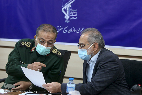 محمد حسینی، معاون پارلمانی رییس جمهور و سردار غلامرضا سلیمانی، رئیس سازمان بسیج مستضعفین