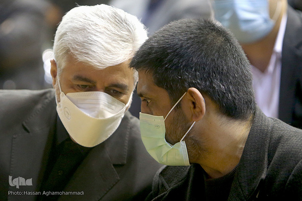 علیرضا دبیر، رییس فدراسیون کشتی و حمید سجادی، وزیر ورزش و جوانان