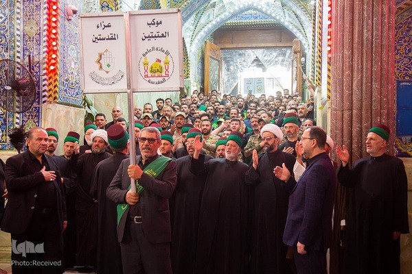 عزاداری خدام حرم حضرت عباس(ع) در روز شهادت امام صادق(ع)