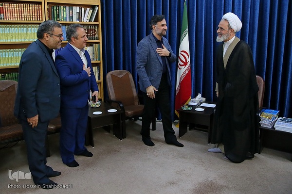 دیدار روح‌الله دهقانی فیروز‌آبادی، رئیس جهاددانشگاهی با آیت الله اعرافی، مدیر حوزه‌های علمیه کشور