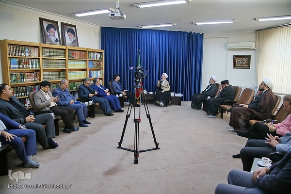 دیدار روح‌الله دهقانی فیروز‌آبادی، رئیس جهاددانشگاهی با آیت الله اعرافی، مدیر حوزه‌های علمیه کشور