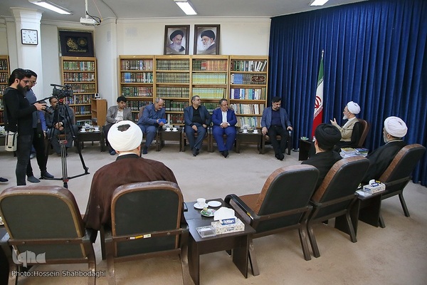 دیدار روح‌الله دهقانی فیروز‌آبادی، رئیس جهاددانشگاهی با آیت الله اعرافی، مدیر حوزه‌های علمیه کشور