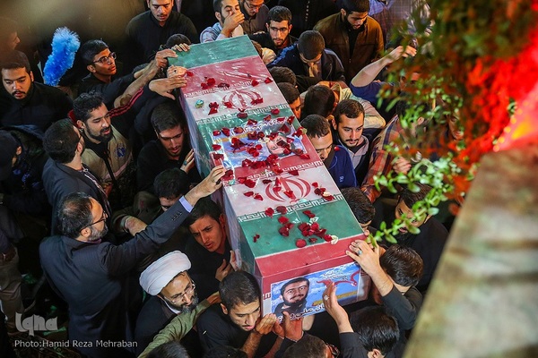 آئین وداع با پیکر شهید مدافع امنیت «آرمان علی‌وردی» در حوزه علمیه آیت‌الله مجتهدی(ره)