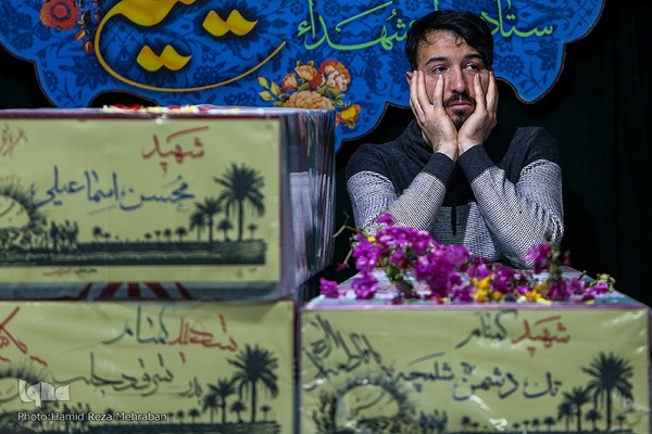 وداع با پیکر مطهر شهید مدافع امنیت طلبه بسیجی حسن مختار‌زاده