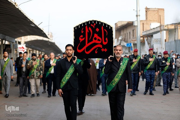 آیین سوگواری و تشییع نمادین پیکر حضرت زهرا (س) در شهر سامرا عراق