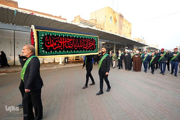 آیین سوگواری و تشییع نمادین پیکر حضرت زهرا (س) در شهر سامرا عراق