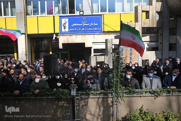 آیین خاکسپاری پیکر مطهر شهید گمنام دوران دفاع مقدس در وزارت تعاون، کار و رفاه اجتماعی