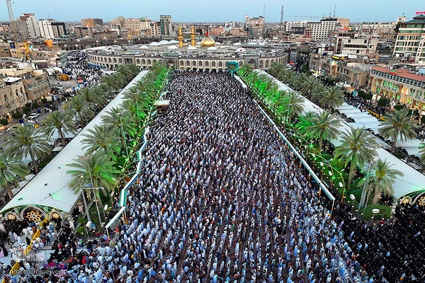 نماز عید فطر در بین‌الحرمین کربلای معلی