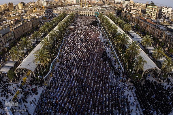 نماز عید فطر در بین‌الحرمین کربلای معلی