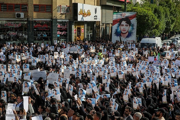 مراسم تشییع پیکر حمیدرضا الداغی، از شهدای مدافع امنیت و امر به معروف و نهی از منکر