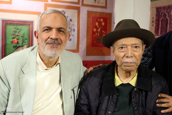 احمد مسجد جامعی و علی نصیریان در مراسم سی امین سال رونمایی از تقویم هنری 1403